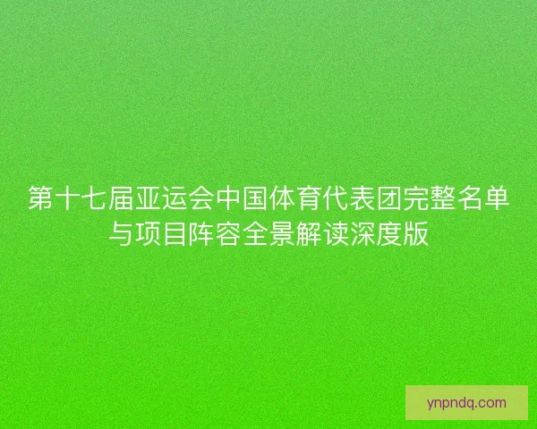 第十七届亚运会中国体育代表团完整名单与项目阵容全景解读深度版