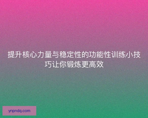 提升核心力量与稳定性的功能性训练小技巧让你锻炼更高效